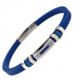 Zancan Bracelet - in Blue Silicone and 316L Steel with Central Blue Crystals