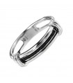 Zancan Ring - in 925% Silver with Central Row of Black Spinels - Size 24