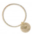 Unoaerre Bracelet - Rigid Bangle in Three Color Bronze and Disc Pendant