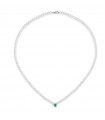 Lelune Necklace - Ninfea Pearl Strand 4-4.5 mm Emerald Drop Pendant - 0