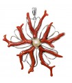 Della Rovere Pendant - in 925% Silver with Red Coral and Pearl - 0