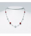 Miluna Necklace with Pearls and Red Coral Agglomerate for Woman - 0