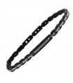 Zancan Bracelet - in 316L Steel with Black Links and White Crystals