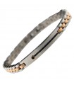 Zancan Bracelet - in 316L Steel with Rose Gold Links and Black Zircon