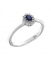 Davite&Delucchi Ring - 18K White Gold Rosette with Natural Diamonds and 0.23ct Sapphire - 0