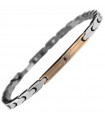 Bracciale Zancan - in Acciaio 316L con Targa Centrale Pvd Rose Gold e Cristallo Nero