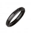 Men's Breil Ring - Y in IP Black Polished Steel with Black Crystal - Size 25