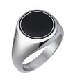 Men's Breil Ring - Steel Tails with Black Onyx - Size 25