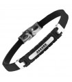 Men's Zancan Bracelet - in Rubber with Central Steel Plate and Black Crystal Row