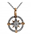 Men's Zancan Necklace - in 18K White Gold with Wind Rose and 0.09 Ct White Diamonds