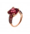 Anello Bronzallure - Preziosa Rose Gold con Prisma Gem Quadrata Bordeaux - Misura 12