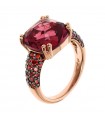 Anello Bronzallure - Preziosa Rose Gold con Prisma Gem Quadrata Bordeaux - Misura 16