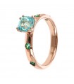 Anello Bronzallure - Preziosa Solitario Rose Gold con Prisma Gem Verde - Misura 12