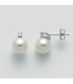 Nimei Akoya Pearls Earrings - White Gold with Diamonds - 0
