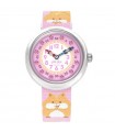 Orologio Flik Flak per Bambini - Friends Fur-Ever Cuddly Hamster Solo Tempo 32mm Rosa con Cricetini