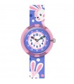 Orologio Flik Flak per Bambini - Friends Fur-Ever Peek-a-Bunny Solo Tempo 32mm Viola con Coniglietti