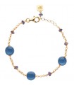 Rossoprezioso Bracelet - Round Mignon Stone in 925% Silver Golden with Iolite