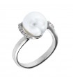 Anello Nimei da donna - in Oro Bianco 18 Carati con Perla Australia 10 - 11 mm e Diamanti Naturali