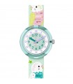 Orologio Flik Flak per Bambini - Friends Fur-Ever Happy Budigies Solo Tempo 32mm Verde con Pappagalli