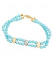 Bracciale Rue Des Mille - Eclissi Elastico Gold con Tripla Ellissi e Pasta Turchese