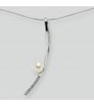 Nimei Necklace - 18K White Gold with 8.5-9mm Pearl and Natural Diamonds - 0