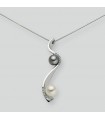 Nimei Necklace - 18K White Gold with White Pearl and Grey Pearl and Natural Diamonds - 0