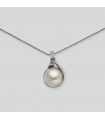 Nimei Necklace - in 18K White Gold with 13-14mm Australian Pearl and Natural Diamonds - 0