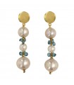 Women's Jadan Earrings - Idea in 925% Gilded Silver with Pearls and Aquamarine