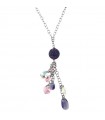 Boccadamo Necklace - in 925% Silver with Pendant Pendant and Purple Zircons - 0