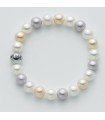 Nimei Bracelet - with 7.5-8 mm Multicolor Real Pearls and White Sphere - 0