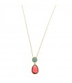 Salvatore Plata Necklace - Nenuphar in 925% Silver Gilded with Amazonite and Red Glass