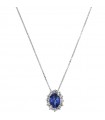 Picca Woman Necklace - in White Gold with Diamonds and Shappire - 0