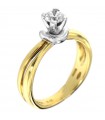 Picca Solitary Woman's Ring - in Yellow Gold with Diamonds - 0