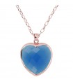 Bronzallure Blue Agate Heart Necklace for Woman