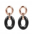 Bronzallure Oval Earrings with Natural Black Onyx Stone for Woman