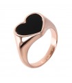 Bronzallure Alba Ring with Black Domed Heart for Woman