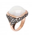 Bronzallure Woman Ring - Precious with Faceted Square Stone Mother of Pearl and Pavè