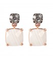 Bronzallure Woman Earrings - Square Pendants with White Agate and Pavè