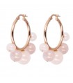 Bronzallure Woman Earrings - Circle with Variegated Rose Quartz