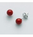 Miluna Earrings with Red Coral Agglomerate 7mm for Women - 0