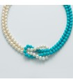 Miluna Woman's Necklace - with Pearls and Turquoise Agglomerate - 0
