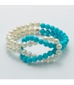 Miluna Women's Bracelet with Pearls and Turquoise Agglomerate - 0