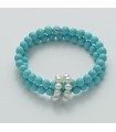 Miluna Women's Bracelet with Pearls and Turquoise Agglomerate - 0