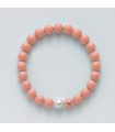 Bracciale Miluna Donna - Terra e Mare con Perla Freshwater ed Agglomerato Corallo Pelle D'angelo