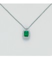 Miluna Woman Necklace - in White Gold with Emerald and Diamonds - 0