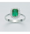 Miluna Woman's Ring - in White Gold with Emerald and Natural Diamonds - 0