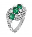 Davite & Delucchi Woman Ring - in White Gold with Diamonds and Emeralds - 0