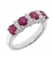 Picca Woman Ring - in White Gold with Diamonds and Rubies - 0