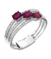 Davite & Delucchi Woman Ring - Trilogy in White Gold with Diamonds and Rubies - 0