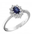Davite & Delucchi Woman Ring - White Gold Rosette with Diamonds and Sapphire - 0